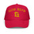 GOD BLVD - Arched G - Red Foam Trucker Hat - Gold Embroidered 