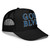 GOD BLVD - Secondary Logo - Black Foam Trucker Hat - Blue/White Embroidered