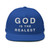 GOD BLVD - God is the Realest - Blue Flat Bill Cap - White Embroidered