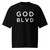 GOD BLVD - Black Oversized Heavyweight Tee - OG Logo - (White Print)