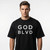 GOD BLVD - Black Oversized Heavyweight Tee - OG Logo - (White Print)
