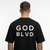 GOD BLVD - Black Oversized Heavyweight Tee - OG Logo  - Front Back (White Print)