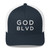 GOD BLVD - Retro Logo Trucker Hats (White Design)