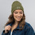 GOD BLVD - Olive Green Organic Ribbed Beanie (White)