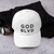 GOD BLVD - Classic White Strapback Dad Hat (Black Stitch)