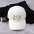 GOD BLVD - Classic White Strapback Dad Hat (Old Gold Stitch)