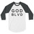 GOD BLVD - White/Heather Charcoal - 3/4 Sleeve Raglan Tee