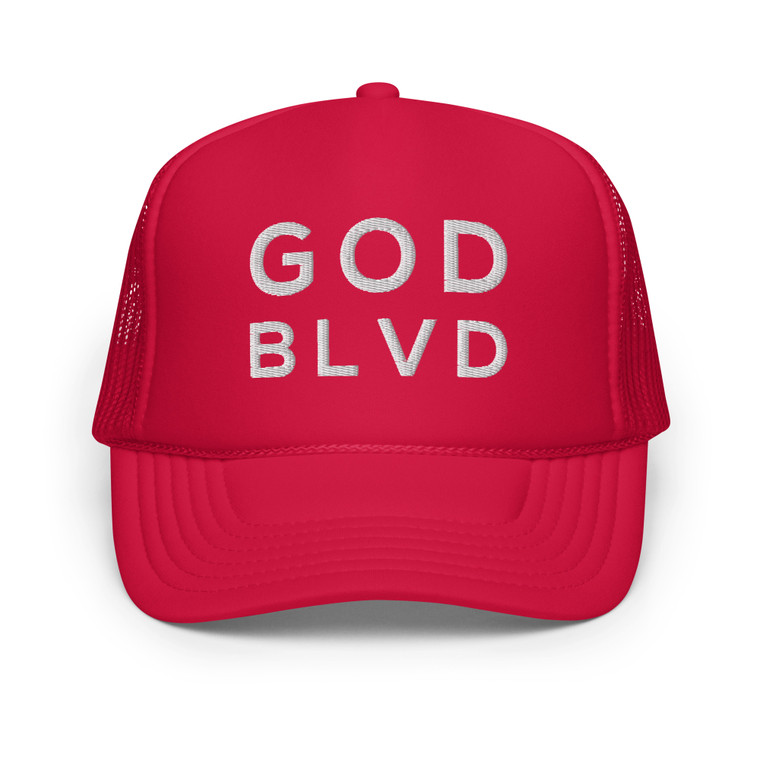 GOD BLVD - Foam Trucker Hat (Red-White)