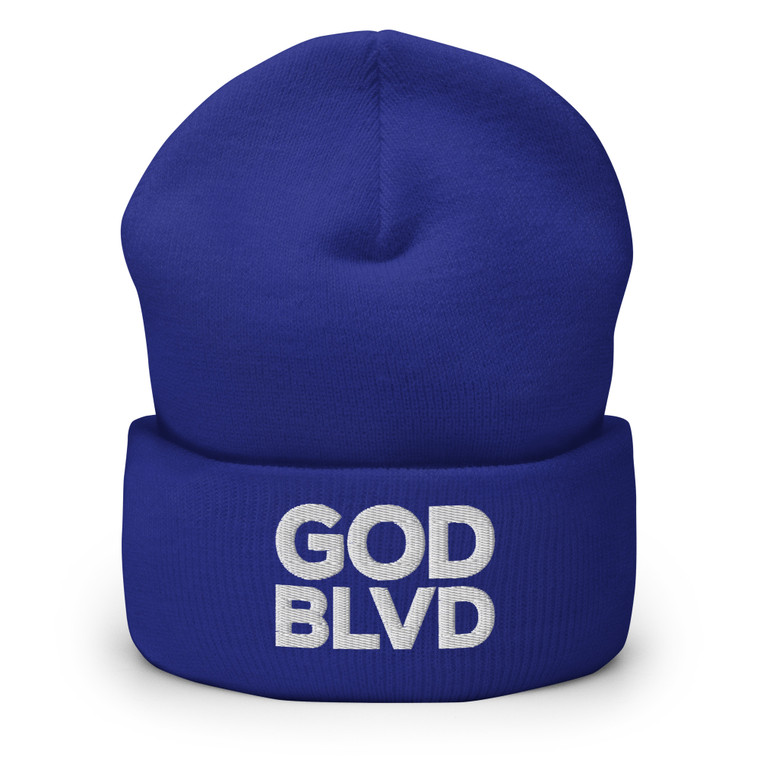 GOD BLVD - Royal Blue Beanie - White OG Logo