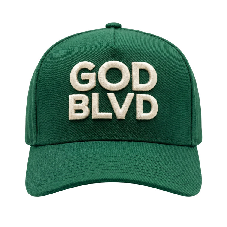 GOD BLVD - OG Logo V2  - Snapback (Green/Cream)