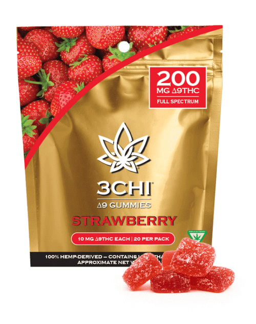 10mg Delta-9 THC Strawberry Soft Chews - 200mg pk, 3Chi, Edible, Swin Farms