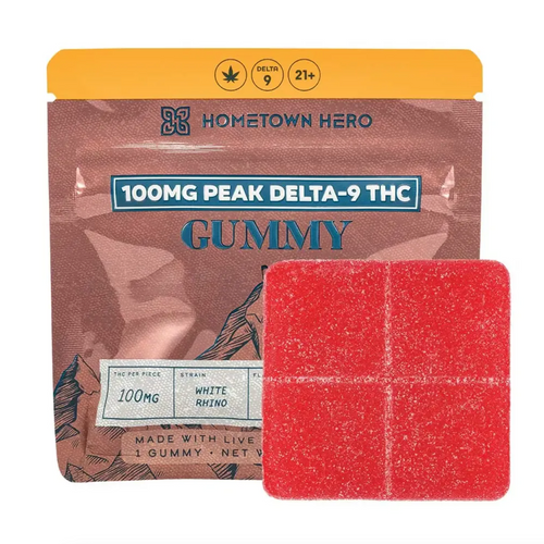 100mg Delta-9 THC Peak Live Rosin Chew - Single - White Rhino, Hometown Hero, Edible, Swin Dispensaries