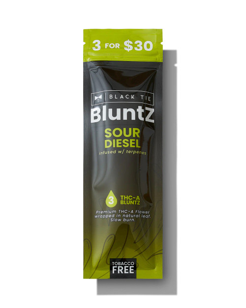 3pk 1g THCa Flower Bluntz - Sour Diesel, Blacktie, pre-roll, Swin Dispensaries