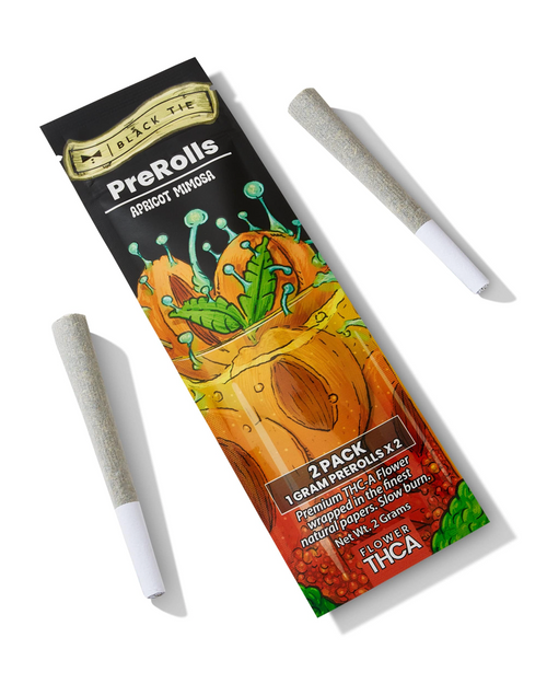 2pk BT THCa Flower Pre-Rolls - Apricot Mimosa, Pre-rolls, Blacktie, Swin Dispensaries 2pk BT THCa Flower Pre-Rolls - Apricot Mimosa, Pre-rolls, Blacktie, Swin Dispensaries