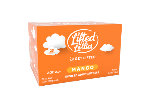 750mg Delta-9 THC:CBD Lollipop - 25ct. Box - Mango, Lifted Lollies, Edibles, Swin Dispensaries