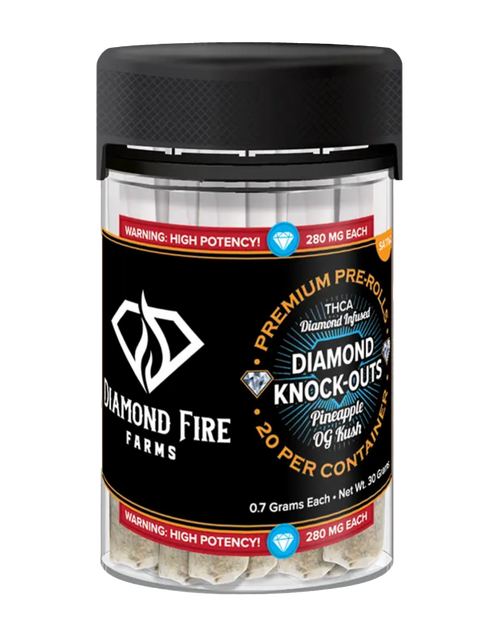 20pk 0.5g THCa Knock-Out Diamond Fire Infused Pre-Rolls - Pineapple OG Kush, Pre-rolls, 3Chi, Swin Dispensaries