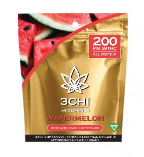10mg Delta-9 THC:CBD Watermelon Soft Chews - 200mg pk, 3Chi, Edibles, Swin Dispensaries