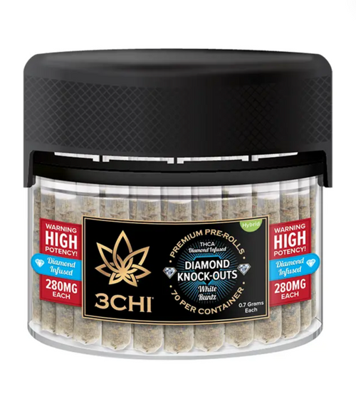 70pk 0.5g THCa Knock-Out Diamond Fire Infused Pre-Rolls - White Runtz, 3Chi, Fire Farms, Pre-rolls, Swin Dispensaries