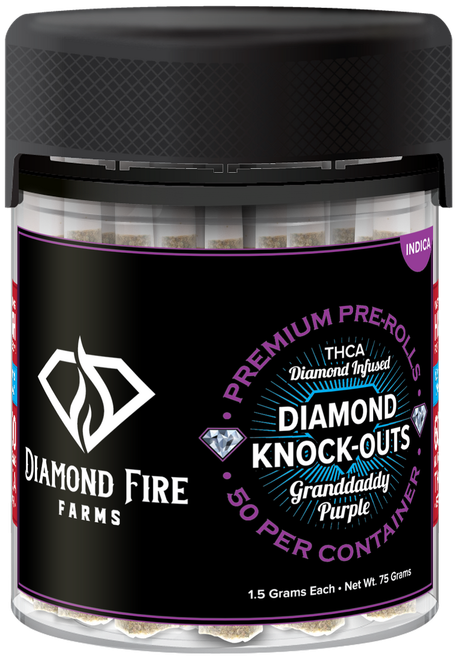 50pk 1g THCa Knock-Out Diamond Fire Infused Pre-Rolls - Granddaddy Purple, Pre-rolls, 3Chi, Swin Dispensaries