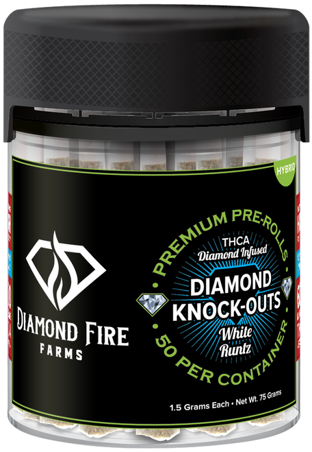 50pk 1g THCa Knock-Out Diamond Fire Infused Pre-Rolls - White Runtz, Pre-rolls, 3Chi, Swin Farms