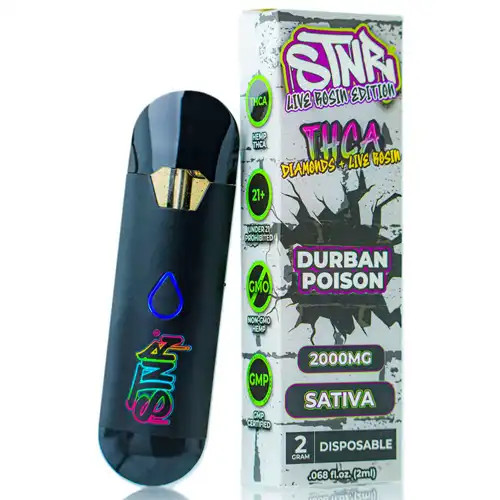 2ml Live Rosin THCa Diamond Disposable - Durban Poison (S), STNR, Vape, Swin Dispensaries