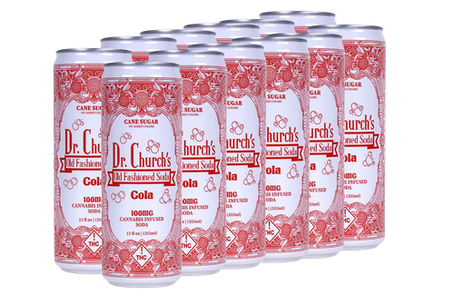 12pk - 100mg Delta-9 THC Soda - Cola, Dr. Church's, Edibles, Drinks, Swin Farms