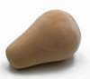 A profile view of a wooden pear.