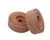 2" Wood Toy wheels that are treaded.