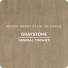 This is a sample of the General Finishes Graystone Water Based Stain on a piece of maple.