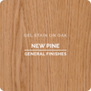 This is a sample of the General Finishes New Pine Oil Based Gel Stain  on a piece of Oak.