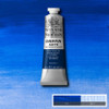 A color sample behind the tube of Cobalt Blue Hue paint shows what different thinning mixtures would look like.