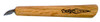 A straight on view of the complete wood carving knife with angled 1/2" blade.