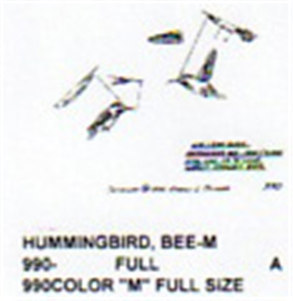 Bee Hummingbird Carving Pattern showing the Bee Hummingbird in two positions, flying and perching.