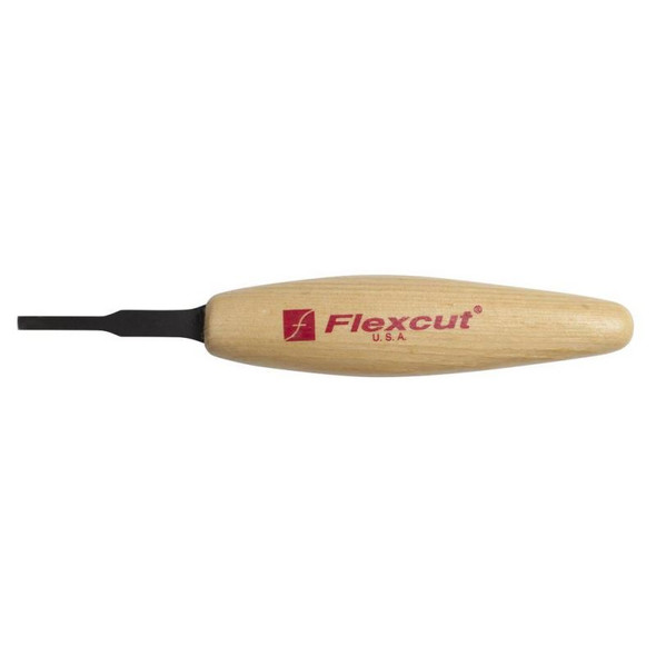 A front profile of the Flexcut 1/8" Micro Chisel 3mm with the Flexcut logo on the 4 inch handle.