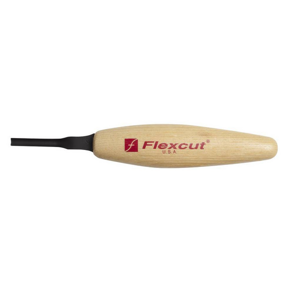 The Flexcut 4mm Micro Sweep has a 4" handle made from ash wood.