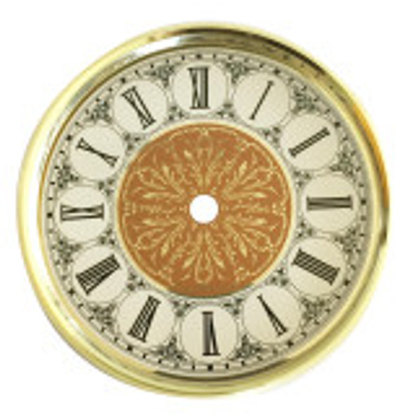 A 4 Non-Hinged Roman Bezel Dial with gold embellishments on a white background with black numbers.