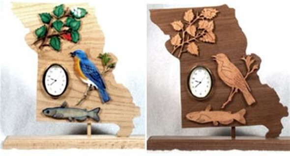 There are two different views on what your cutouts can look like when building the  Missouri Scroll Saw Clock Pattern  