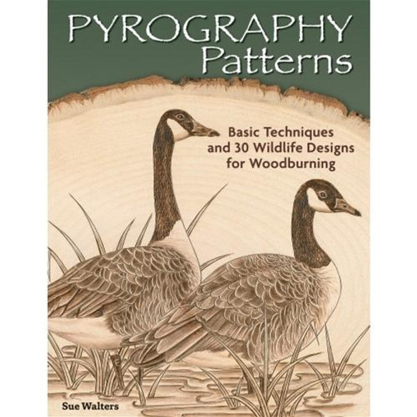 Featuring the cover of Pyrography Patterns Sue Walters with two geese in a standing position.