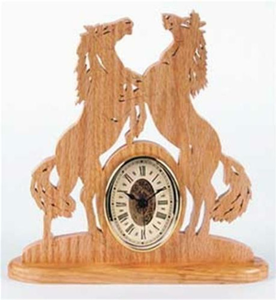 Built scroll saw cut out of the  Fighting Mustangs Scroll Saw Clock Plan.