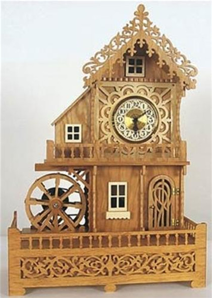 A view of the completed scroll saw clock using our Mill Clock Scroll Saw Plan.