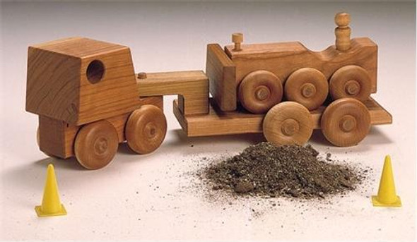 This is how your finished toy will look when using our Bulldozer Carrier Toy Woodworking Plan.
