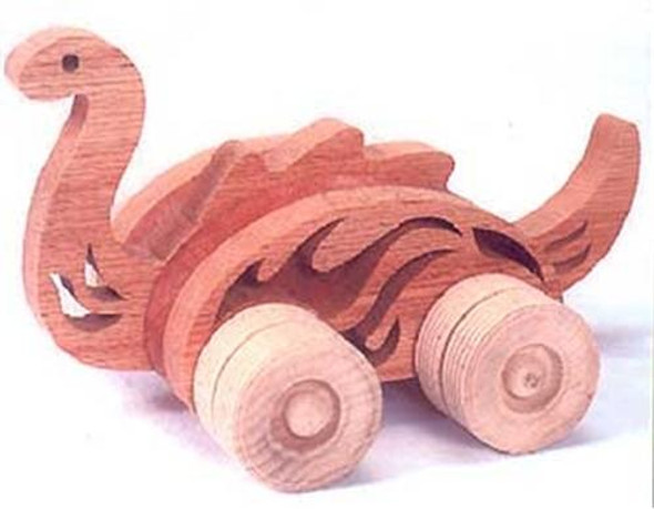 This is how your finished toy will look when using our  Brontosaurus Push Toy Plan
