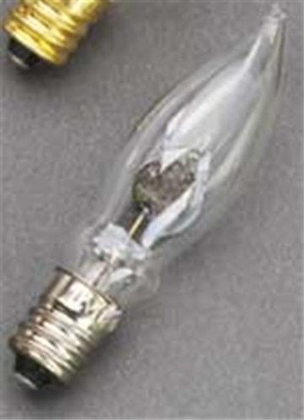 This photo shows the little clear glass 3 Watt Flicker Bulb with the screw thread contact.