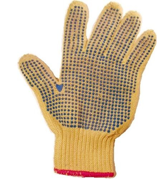 An individual glove showing the dots and kevlar.