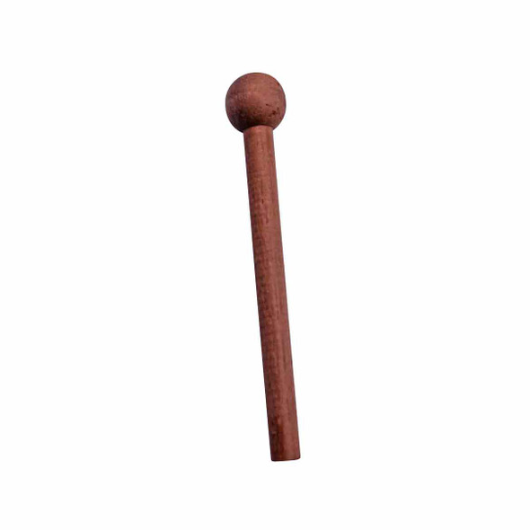 A walnut tie peg with the bottom of the peg  being what you might attach to a shelf.  The top of the peg features a ball type d