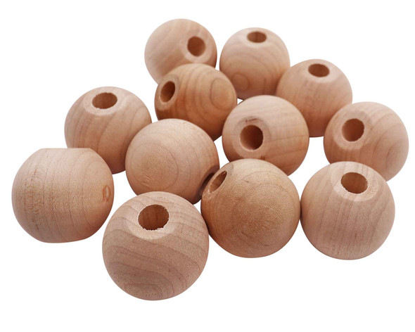 wooden balls with a hole in the center.