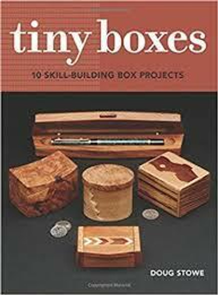 Tiny Boxes that can be built from the book.  Five different box styles are featured on the cover of the tiny box book.