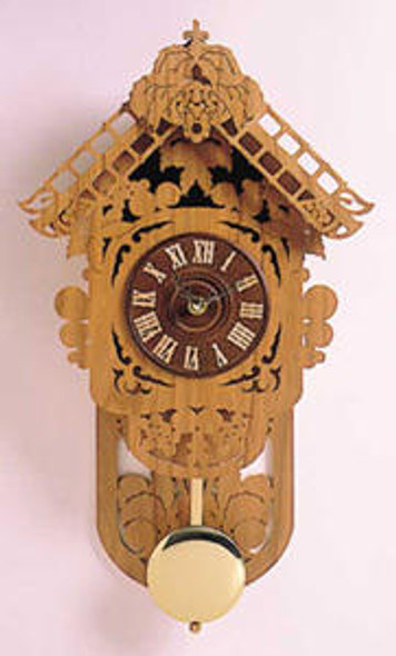 A finished scroll saw clock made from the Vineyard Clock Scroll Saw Pattern.