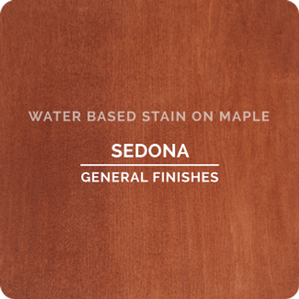 This is a sample of the General Finishes Sedona Water Based Stain  on a piece of maple.