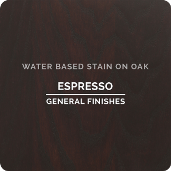 This is a sample of the General Finishes Espresso Water Based Stain on a pice of oak.